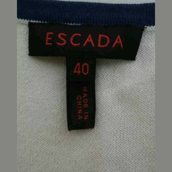 Escada White Shirt Top With Blue Floral Design - Picture 6 of 8